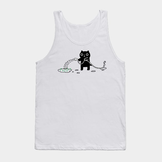 The Watering Cat Tank Top by wally11